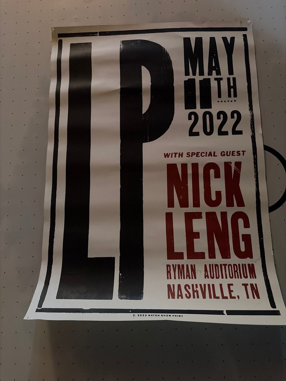 limited-edition concert poster for the LP at the historic Ryman Auditorium